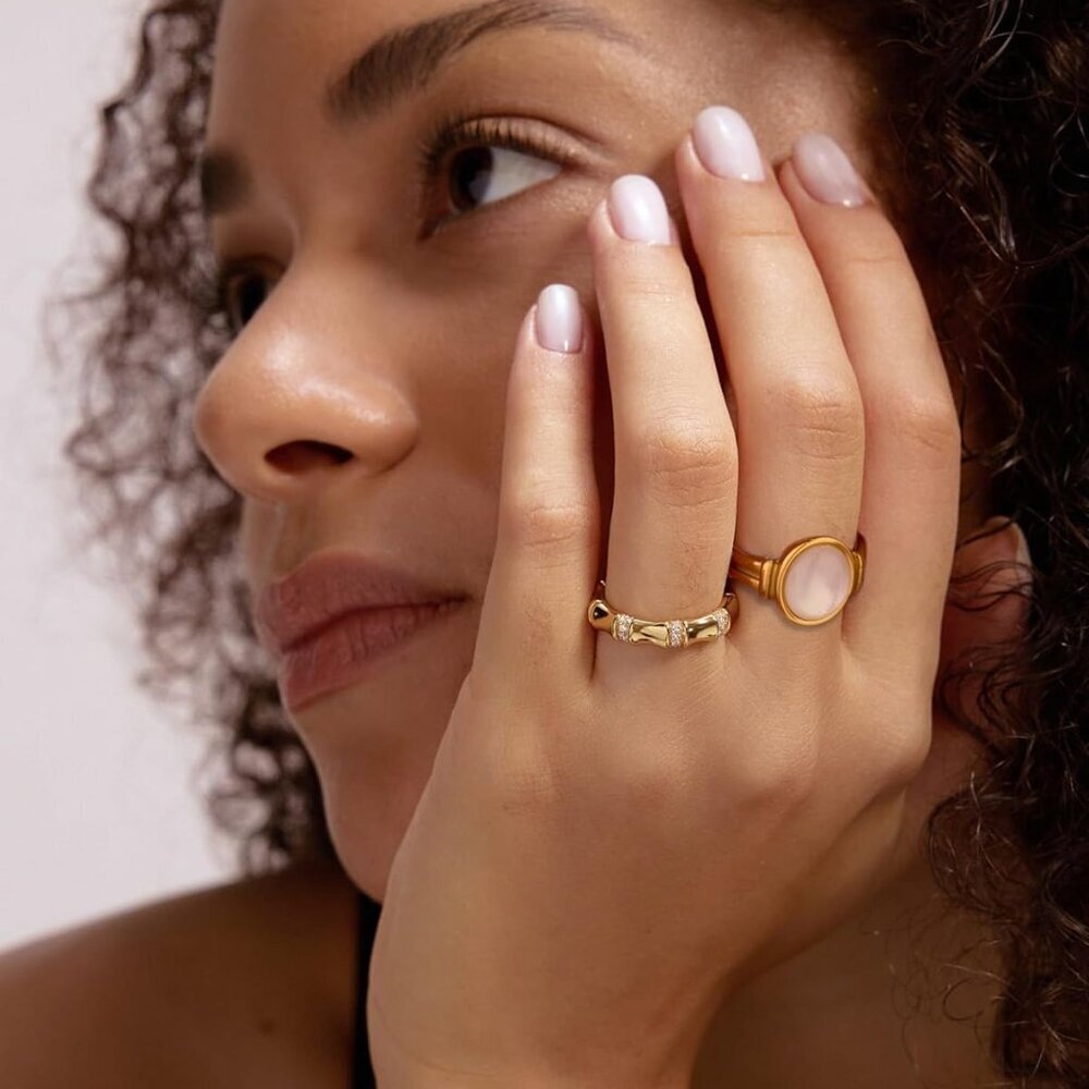 Gold Ring Women Chic Non Tarnish Chunky Jewelry Gift Stainless Steel 7 - Picture 4 of 9